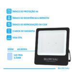 Refletor LED PRO 500W IP66 Alumínio Bivolt 6.500K - Preto