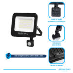 Refletor LED PRO Sensor IP66 Bivolt 50W 6.500K