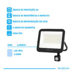 Refletor LED PRO Sensor IP66 Bivolt 50W 6.500K
