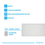 Painel Backlight LED Sobrepor Retangular Alumínio 30W 4.100K - Branco