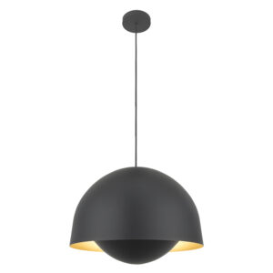 Pendente Ergo Alumínio - Preto Liso e Interno Dourado