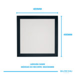 Painel LED Embutir Quadrado 32W 4.100K - Preto