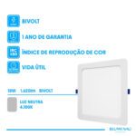 Painel LED Play ABS Embutir Quadrado 18W Bivolt 4.100K - Branco
