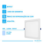 Painel LED Play ABS Embutir Quadrado 18W Bivolt 6.500K - Branco