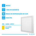 Painel LED Play ABS Sobrepor Quadrado 18W Bivolt 3.000K - Branco