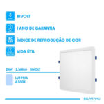 Painel LED Play ABS Embutir Quadrado 24W Bivolt 6.500K - Branco