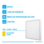 Painel LED Play ABS Sobrepor Quadrado 24W Bivolt 3.000K - Branco