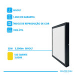 Painel LED Sobrepor Quadrado 32W 3.000K - Preto