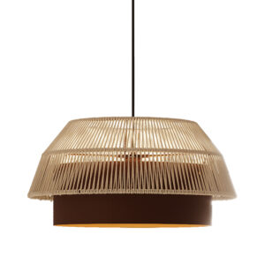 Pendente Gaia 50cm - Marrom Gold e Fio Macramê Cru