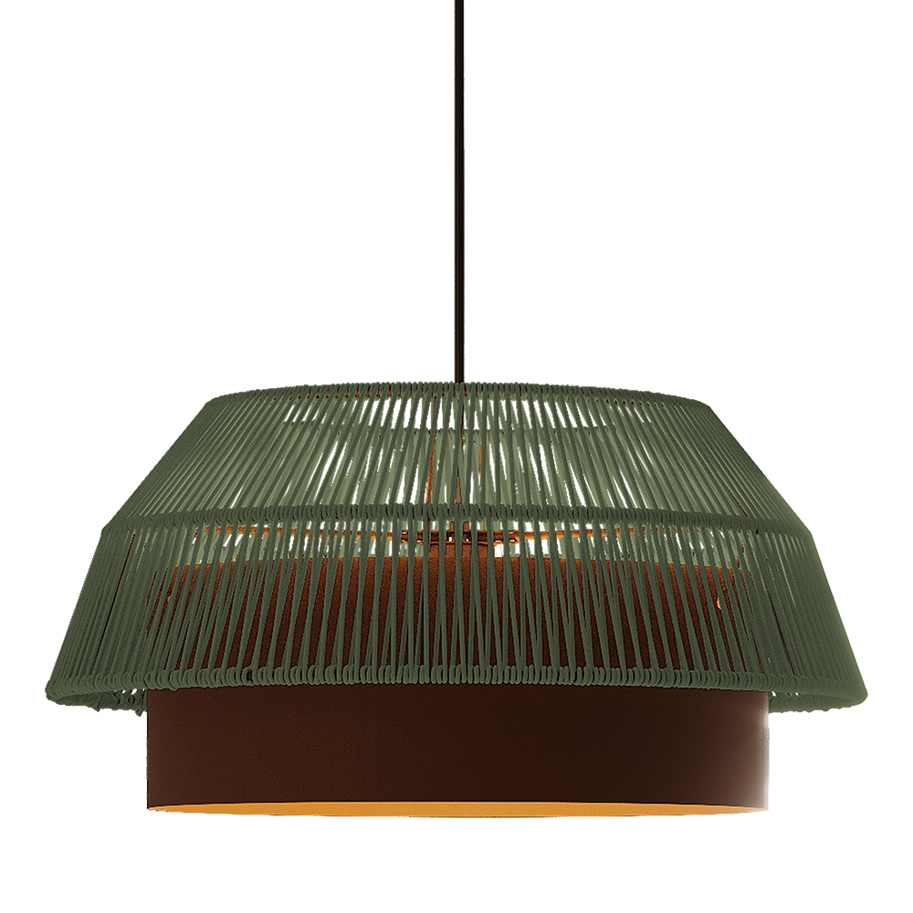 Pendente Gaia 50cm - Marrom Gold e Fio Macramê Verde