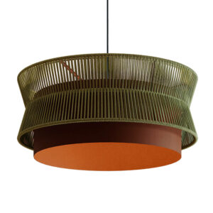 Pendente Gaia 60cm - Marrom Gold e Fio Macramê Verde