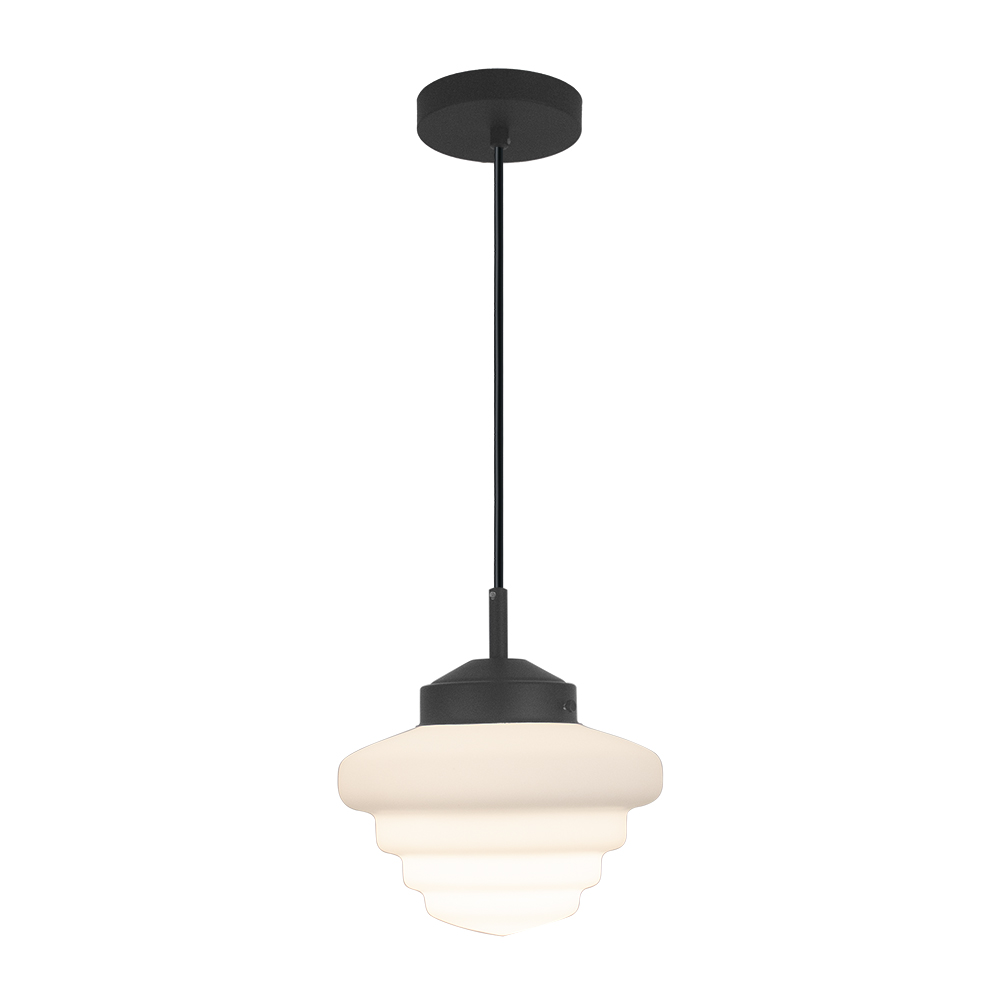 Pendente Helena Vidro Leitoso - Preto Liso