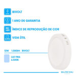 Painel LED Play Sobrepor Redondo 12W Bivolt 6.500K - Branco