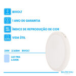 Painel LED Play Sobrepor Redondo 24W Bivolt 6.500K - Branco